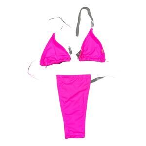 Topanga - Clear Strap Triangle Bikini in Hot Pink